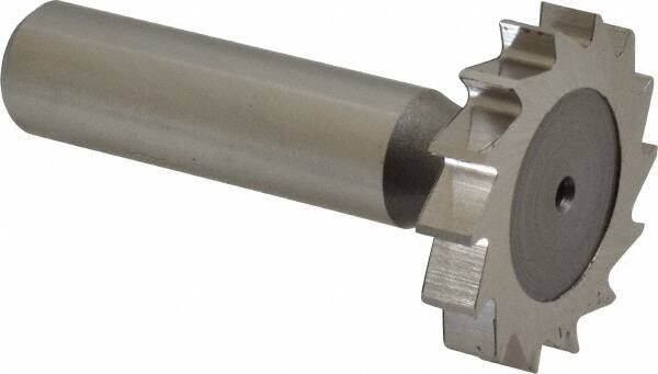 Keo - 1-1/4" Diam x 7/32" Face Width, High Speed Steel, 14 Teeth, Shank Connection Woodruff Keyseat Cutter - Uncoated, 2-7/32" OAL x 1/2" Shank, Straight Teeth, ANSI 710, Old Standard 20 - Americas Industrial Supply