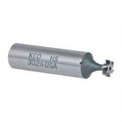 Keo - 5/16" Diam x 3/32" Face Width, High Speed Steel, 6 Teeth, Shank Connection Woodruff Keyseat Cutter - Uncoated, 2-3/32" OAL x 1/2" Shank, Staggered Teeth, ANSI 302-1/2, Old Standard 207 - Americas Industrial Supply