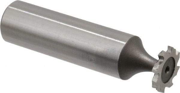 Keo - 1/2" Diam x 1/16" Face Width, High Speed Steel, 8 Teeth, Shank Connection Woodruff Keyseat Cutter - Uncoated, 2-1/16" OAL x 1/2" Shank, Staggered Teeth, ANSI 204, Old Standard 1 - Americas Industrial Supply