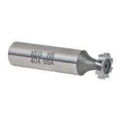 Keo - 1/2" Diam x 1/8" Face Width, High Speed Steel, 8 Teeth, Shank Connection Woodruff Keyseat Cutter - Uncoated, 2-1/8" OAL x 1/2" Shank, Staggered Teeth, ANSI 404, Old Standard 3 - Americas Industrial Supply