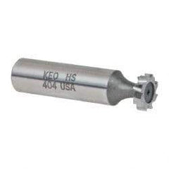 Keo - 1/2" Diam x 1/8" Face Width, High Speed Steel, 8 Teeth, Shank Connection Woodruff Keyseat Cutter - Uncoated, 2-1/8" OAL x 1/2" Shank, Staggered Teeth, ANSI 404, Old Standard 3 - Americas Industrial Supply