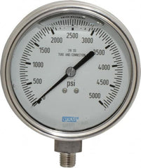 Wika - 4" Dial, 1/4 Thread, 0-5,000 Scale Range, Pressure Gauge - Lower Connection Mount, Accurate to 1% of Scale - Americas Industrial Supply