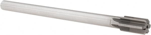 Made in USA - 23/32" Diam, 9/16" Max Diam Straight Shank, 1-1/4" Flute Length, Machine Expansion Reamer - Straight Flute, 9" OAL, Right Hand Cut, 6 Flutes, High Speed Steel, Bright Finish - Americas Industrial Supply