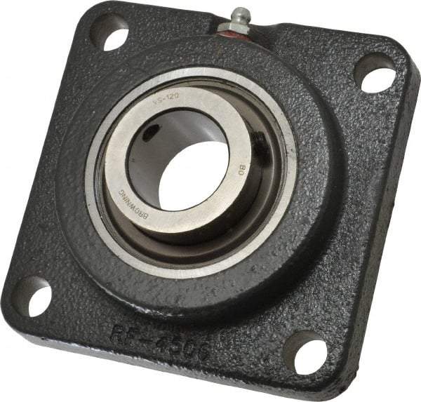 Browning - 1-1/4" ID, 4-5/8" OAL x 4-5/8" OAH 4-Bolt Flange - 3,493 Lb Static Cap, 5,782 Lb Dyn Cap, 3-5/8" Btw Mnt Hole Ctrs, Cast Iron - Americas Industrial Supply