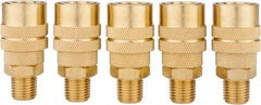 Value Collection - 5 Piece 1/4" Body 1/4 NPT 145 psi Brass Industrial Pneumatic Coupling Plug Set - Americas Industrial Supply