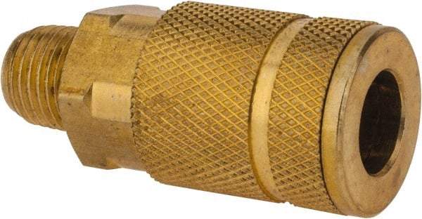 Value Collection - 1/4 Male NPT Tru-Flate Automotive Pneumatic Hose Coupler - Brass, 1/4" Body Diam - Americas Industrial Supply