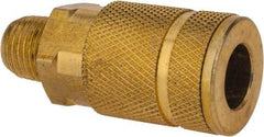 Value Collection - 1/4 Male NPT Tru-Flate Automotive Pneumatic Hose Coupler - Brass, 1/4" Body Diam - Americas Industrial Supply