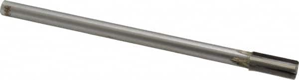 Made in USA - 7/16" Diam, 3/8" Max Diam Straight Shank, 1" Flute Length, Machine Expansion Reamer - Straight Flute, 7" OAL, Right Hand Cut, 4 Flutes, Carbide-Tipped, Bright Finish - Americas Industrial Supply
