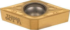 Seco - DCMT32.51 F1 Grade TS2000 Carbide Turning Insert - TiAlN/TiN Finish, 55° Diamond, 3/8" Inscr Circle, 5/32" Thick, 1/64" Corner Radius - Americas Industrial Supply