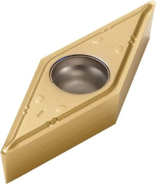 Seco - VBMT221 F1 Grade CP500 Carbide Turning Insert - TiAlN/TiN Finish, 35° Diamond, 1/4" Inscr Circle, 1/8" Thick, 1/64" Corner Radius - Americas Industrial Supply