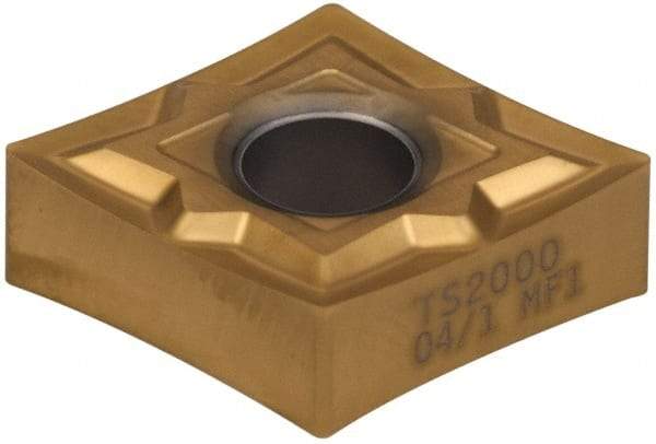 Seco - CNGP431 MF1 Grade TS2000 Carbide Turning Insert - TiAlN/TiN Finish, 80° Diamond, 1/2" Inscr Circle, 3/16" Thick, 1/64" Corner Radius - Americas Industrial Supply
