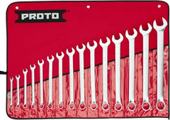 Proto - 15 Piece, 5/16 to 1-1/4", Combination Wrench Set - Inch System of Measurement, Satin Finish, Comes in Nylon Roll - Americas Industrial Supply