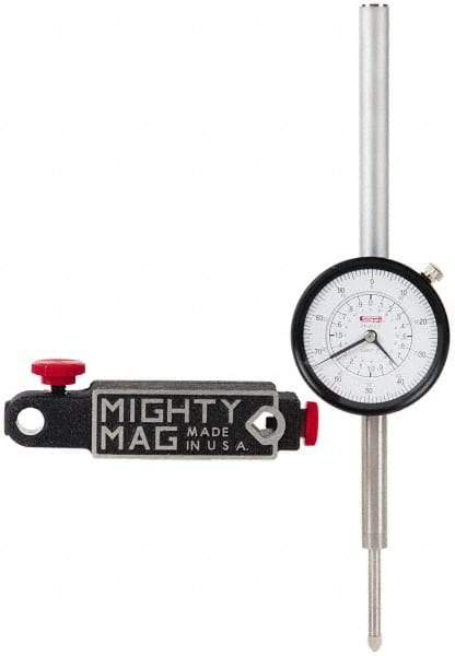 SPI - 0.001" Graduation, 0-100 Dial Reading, Indicator & Base Kit - 4-1/2" Base Length x 1-1/4" Base Width x 1" Base Height, 2-1/4" Dial Diam - Americas Industrial Supply
