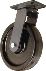 Hamilton - 12" Diam x 3" Wide x 15-1/2" OAH Top Plate Mount Swivel Caster - Phenolic, 3,500 Lb Capacity, Tapered Roller Bearing, 5-1/4 x 7-1/4" Plate - Americas Industrial Supply