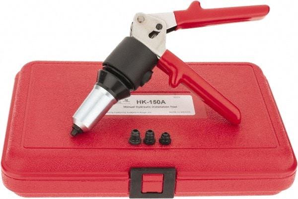 HUCK - 1/8 to 1/4" Manual Rivet Tool Kit - Includes Hand Riveter, 4 Nose Pieces - Americas Industrial Supply