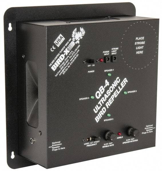 Quadblaster - 6,500 Sq Ft Coverage Electronic Animal Repellent - AC Adapter, Targets Birds - Americas Industrial Supply