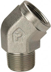 Parker - 1 Male Thread x 1 Female Thread, Zinc Plated Steel Industrial Pipe 45° Street Elbow - MNPTF x FNPTF, 1,800 psi - Americas Industrial Supply