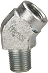 Parker - 1/8 Male Thread x 1/8 Female Thread, Zinc Plated Steel Industrial Pipe 45° Street Elbow - MNPTF x FNPTF, 5,000 psi - Americas Industrial Supply
