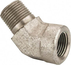 Parker - 3/8 Male Thread x 3/8 Female Thread, Zinc Plated Steel Industrial Pipe 45° Street Elbow - MNPTF x FNPTF, 4,500 psi - Americas Industrial Supply
