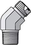 Parker - 3/8" OD, Steel Zinc Plated Male 45° Elbow - 6,000 Max Working psi, O-Ring Face Seal/NPTF Ends - Americas Industrial Supply
