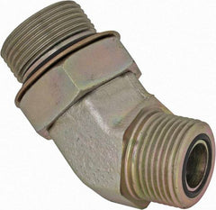 Parker - 3/4" OD, Steel Zinc Plated Male 45° Elbow - 5,500 Max Working psi, O-Ring Face Seal/SAE-ORB Ends - Americas Industrial Supply