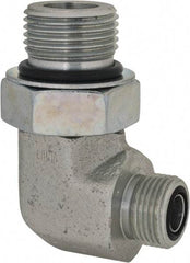 Parker - 1/2" OD, Steel Zinc Plated Male Elbow - 6,000 Max Working psi, O-Ring Face Seal/SAE-ORB Ends - Americas Industrial Supply