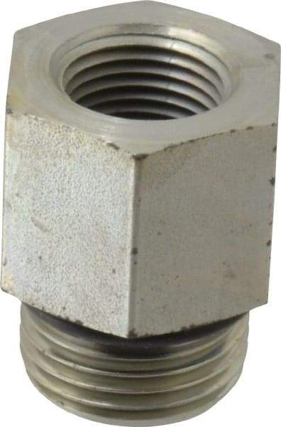 Parker - 7/8-14 Male Thread x 3/8 Female Thread, Zinc Plated Steel Industrial Pipe Adapter - Male Straight Thread O-Ring x Female NPTF, 5,000 psi - Americas Industrial Supply