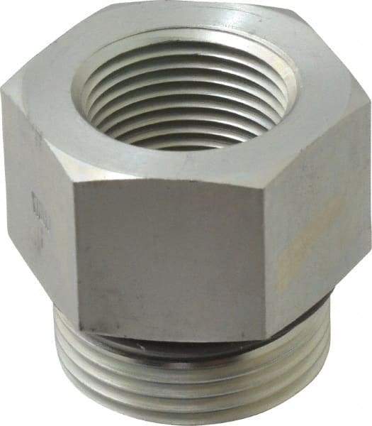 Parker - 1-5/16 - 12 Male Thread x 3/4 Female Thread, Zinc Plated Steel Industrial Pipe Adapter - Male Straight Thread O-Ring x Female NPTF, 4,000 psi - Americas Industrial Supply