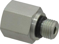 Parker - 7/16-20 Male Thread x 1/4 Female Thread, Zinc Plated Steel Industrial Pipe Adapter - Male Straight Thread O-Ring x Female NPTF, 6,000 psi - Americas Industrial Supply