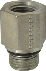 Parker - 9/16-18 Male Thread x 1/4 Female Thread, Zinc Plated Steel Industrial Pipe Adapter - Male Straight Thread O-Ring x Female NPTF, 6,000 psi - Americas Industrial Supply