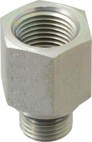Parker - 9/16-18 Male Thread x 3/8 Female Thread, Zinc Plated Steel Industrial Pipe Adapter - Male Straight Thread O-Ring x Female NPTF, 6,000 psi - Americas Industrial Supply
