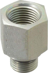 Parker - 9/16-18 Male Thread x 3/8 Female Thread, Zinc Plated Steel Industrial Pipe Adapter - Male Straight Thread O-Ring x Female NPTF, 6,000 psi - Americas Industrial Supply
