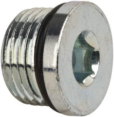 Parker - 7/8-14 Male Thread, Zinc Plated Steel Industrial Pipe Hex Socket Plug - Male Straight Thread O-Ring, 6,000 psi - Americas Industrial Supply