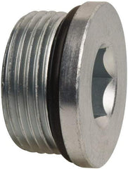 Parker - 1-5/16 - 12 Male Thread, Zinc Plated Steel Industrial Pipe Hex Socket Plug - Male Straight Thread O-Ring, 5,500 psi - Americas Industrial Supply