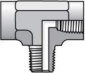 Parker - 1 Male Thread x 1 Female Thread, Zinc Plated Steel Industrial Pipe Male Branch Tee - MNPTF x FNPTF, 1,800 psi - Americas Industrial Supply
