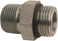 Parker - 1-1/16 - 12 x 3/4 Male Thread, Zinc Plated Steel Industrial Pipe Adapter - Male Straight Thread O-Ring x Male NPTF, 5,000 psi - Americas Industrial Supply