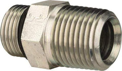 Parker - 3/4-16 x 1/2 Male Thread, Zinc Plated Steel Industrial Pipe Adapter - Male Straight Thread O-Ring x Male NPTF, 6,000 psi - Americas Industrial Supply