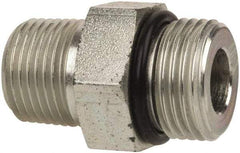 Parker - 3/4-16 x 3/8 Male Thread, Zinc Plated Steel Industrial Pipe Adapter - Male Straight Thread O-Ring x Male NPTF, 6,000 psi - Americas Industrial Supply