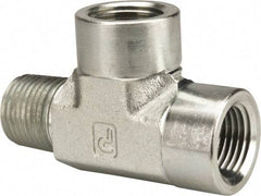 Parker - 1/2 Male Thread x 1/2 Female Thread, Zinc Plated Steel Industrial Pipe Street Tee - MNPTF x FNPTF, 3,000 psi - Americas Industrial Supply