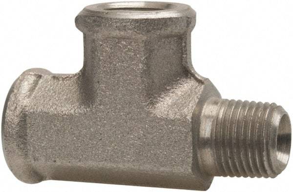 Parker - 1/8 Male Thread x 1/8 Female Thread, Zinc Plated Steel Industrial Pipe Street Tee - MNPTF x FNPTF, 5,000 psi - Americas Industrial Supply