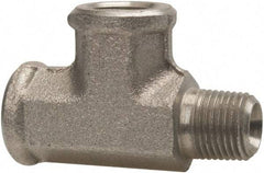 Parker - 1/8 Male Thread x 1/8 Female Thread, Zinc Plated Steel Industrial Pipe Street Tee - MNPTF x FNPTF, 5,000 psi - Americas Industrial Supply