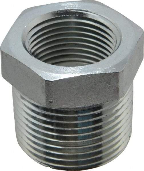 Parker - 1 Male Thread x 3/4 Female Thread, Zinc Plated Steel Industrial Pipe Hex Bushing - MNPTF x FNPTF, 4,000 psi - Americas Industrial Supply