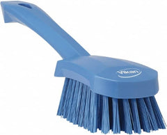Vikan - 1.3" Bristle Length, Polyester Scrub Brush - 4-1/4" Long x 2-3/4" Wide Head, 10" OAL, Blue, Polypropylene Block - Americas Industrial Supply
