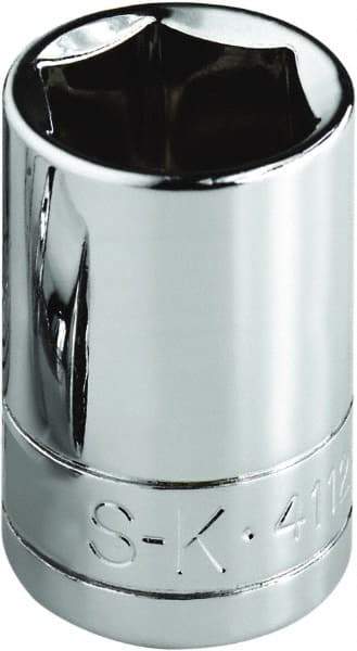 SK - 1/2", 1/4" Drive, Standard Hand Socket - 6 Points, Steel, Chrome Finish - Americas Industrial Supply