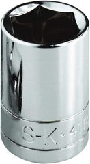 SK - 3/8", 1/4" Drive, Standard Hand Socket - 6 Points, Steel, Chrome Finish - Americas Industrial Supply