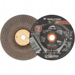 WALTER Surface Technologies - 24 Grit, 7" Wheel Diam, 1/4" Wheel Thickness, Type 27 Depressed Center Wheel - Aluminum Oxide, 8,600 Max RPM - Americas Industrial Supply