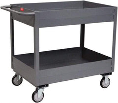 Jamco - 1,200 Lb Capacity, 24" Wide x 48" Long x 35" High Service Cart - 2 Shelf, Steel, 2 Rigid/2 Swivel Casters - Americas Industrial Supply