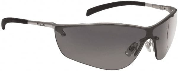 bolle SAFETY - Smoke Lenses, Framed Safety Glasses - Anti-Fog, Scratch Resistant, Silver Frame, Wrap Around - Americas Industrial Supply