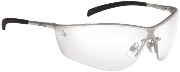 bolle SAFETY - Clear Lenses, Framed Safety Glasses - Anti-Fog, Scratch Resistant, Silver Frame, Wrap Around - Americas Industrial Supply
