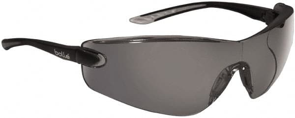 bolle SAFETY - Smoke Lenses, Frameless Safety Glasses - Anti-Fog, Scratch Resistant, Black Polycarbonate/Thermoplastic Rubber Frame, Wrap Around - Americas Industrial Supply